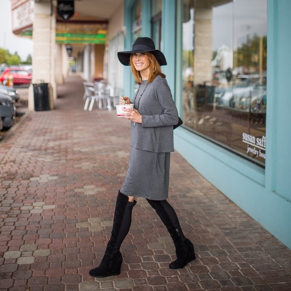 J. Jill Pure Jill Luxe Tencel Tiered Gray Dress - Picture 1 of 11